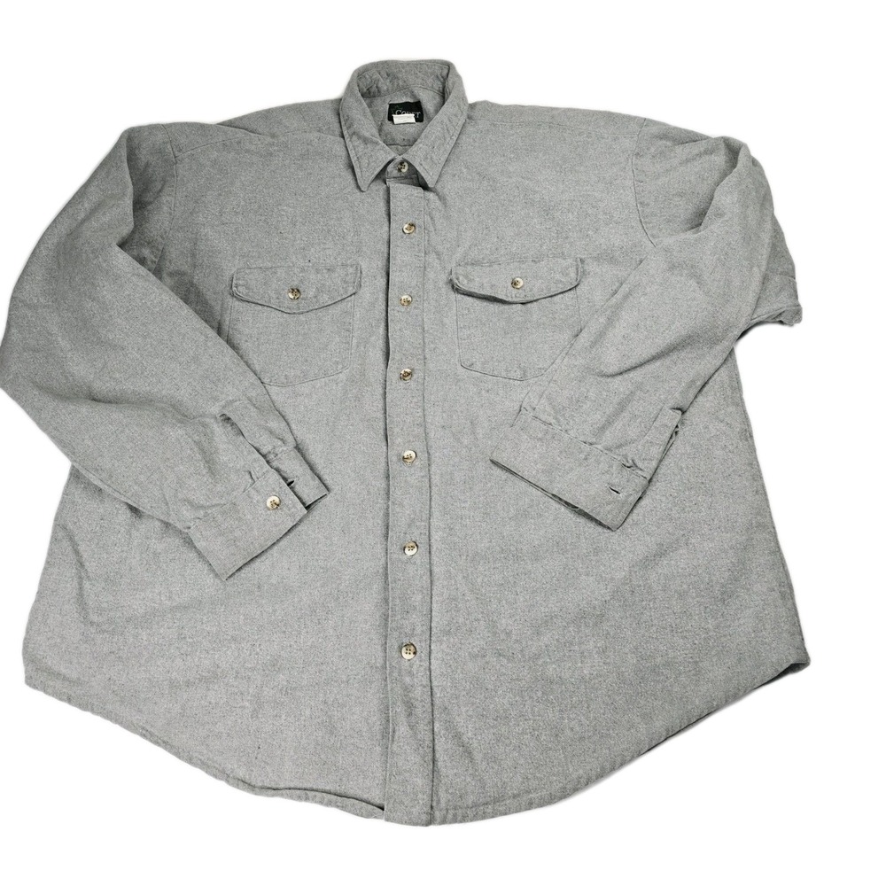 Codet Men's 2XL REG Gray‎ Cotton Flannel Long Sleeve Button Up Shirt Heavyweight
